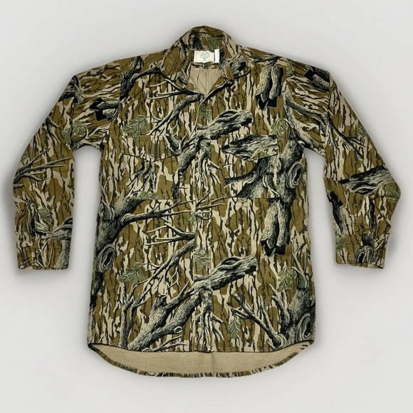 Mossy Oak Vintage Hill Country 80s Perfect Camouflage Button Up Shirt Mens S